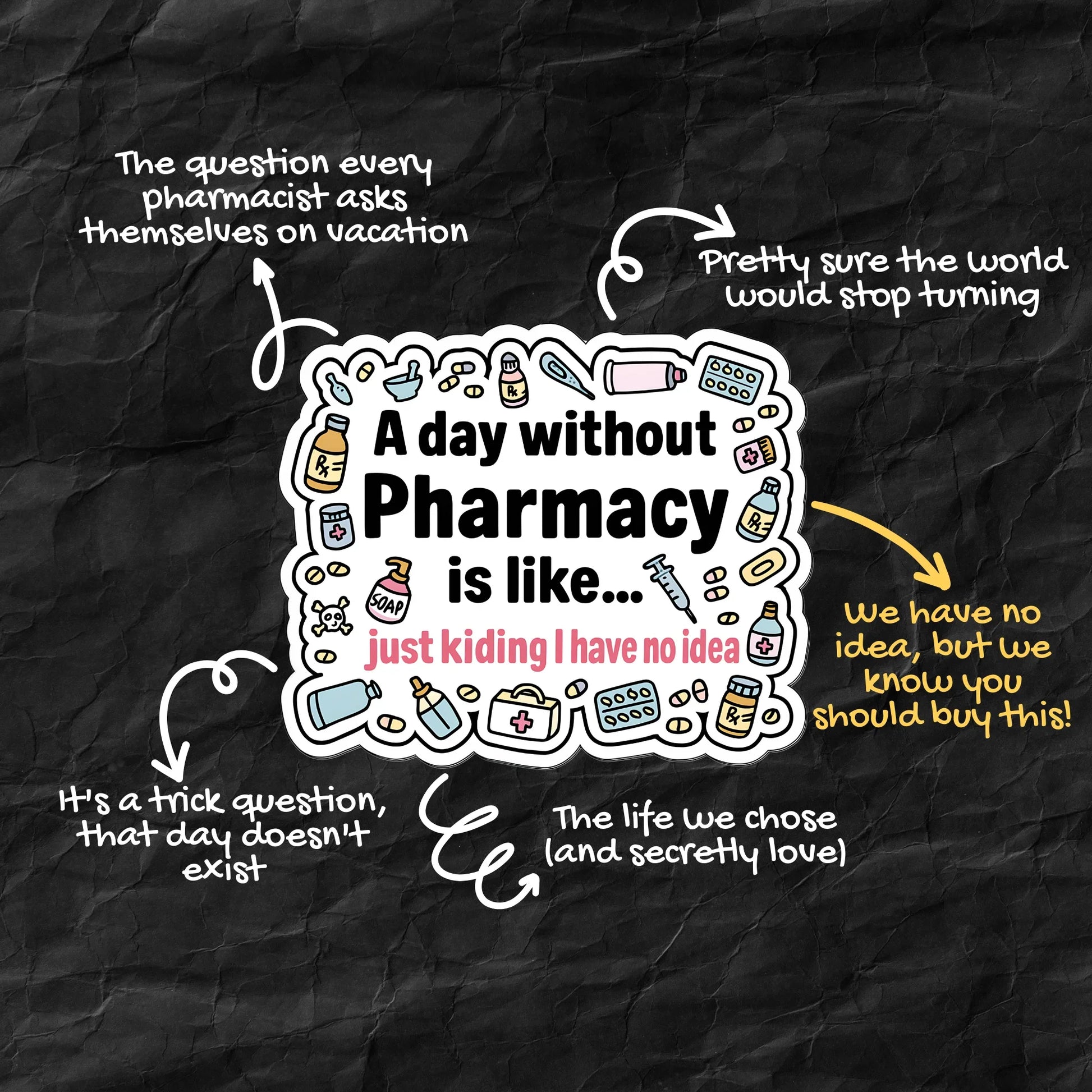 Pharmacy vinyl sticker for pharmacy students, pharmacists and medicos – Art.erise