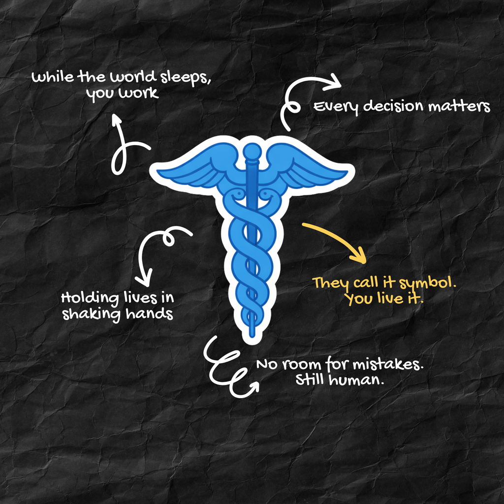 Blue Caduceus Medical Symbol Vinyl Sticker