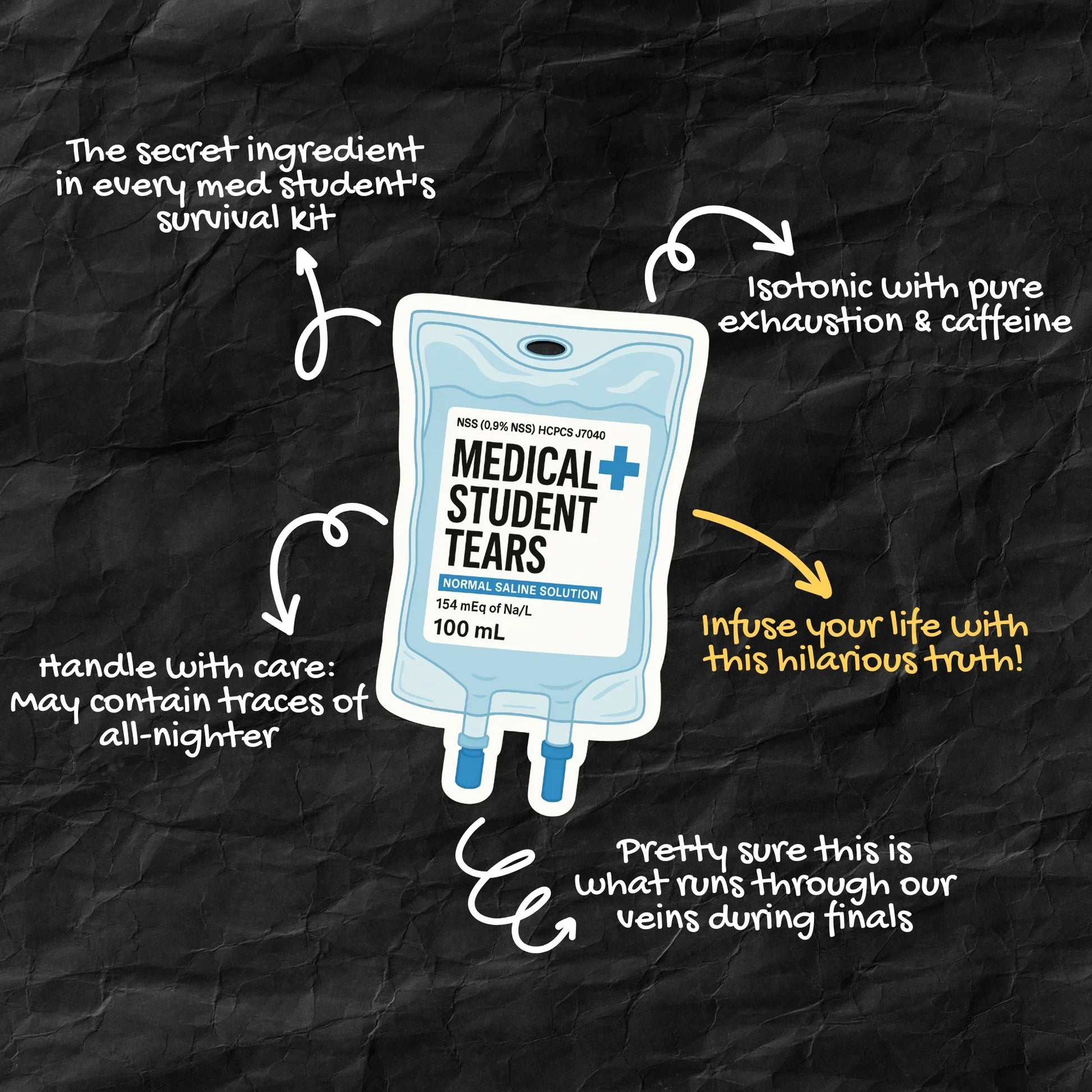 Medical Student Tears IV Bag Sticker (Blue)