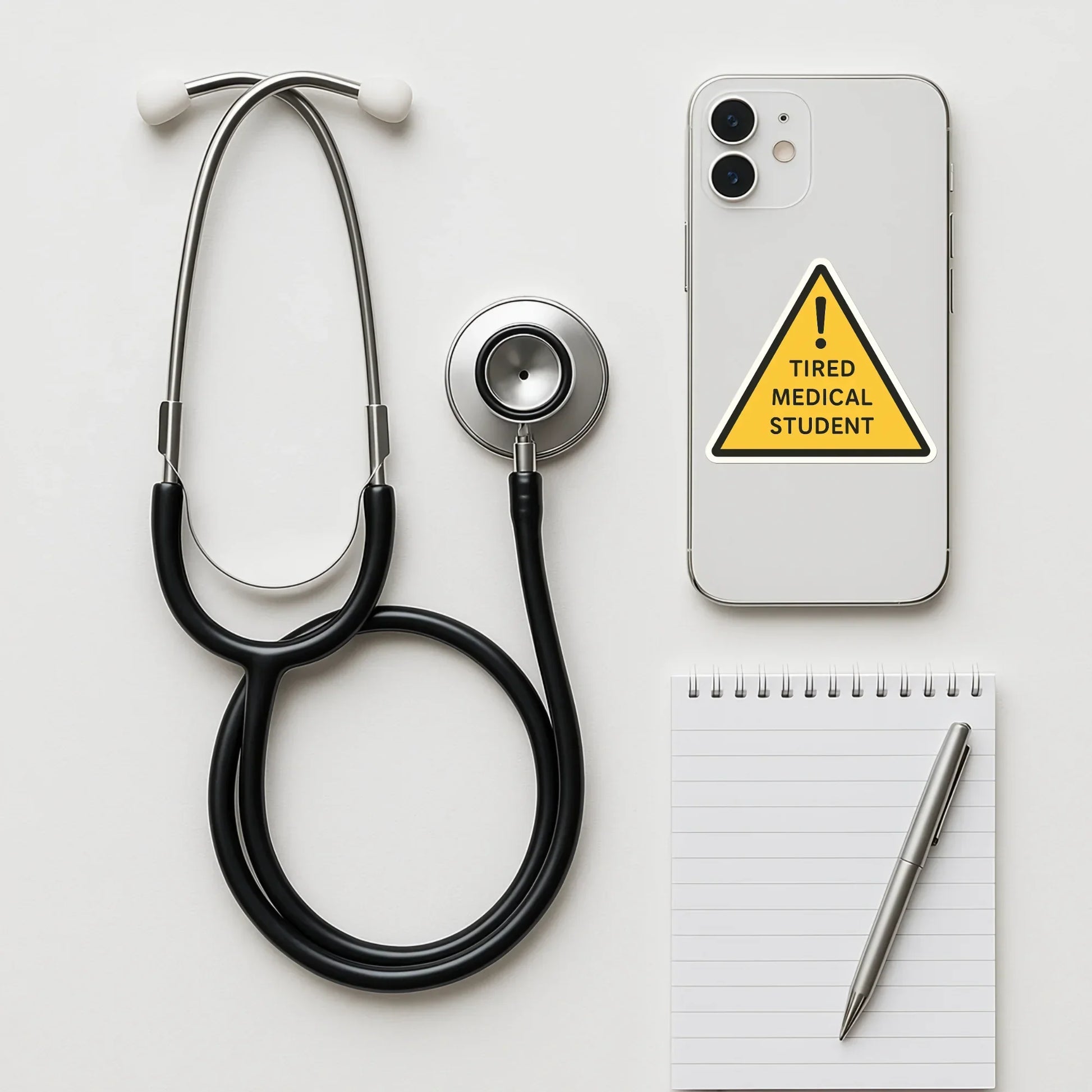 Tired Medical Student Warning Sign Sticker