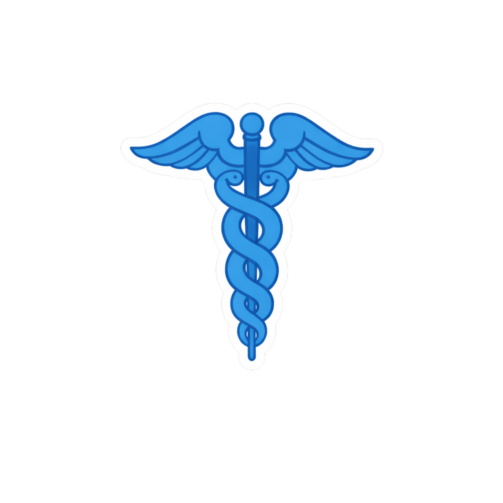 Blue Caduceus Medical Symbol Vinyl Sticker
