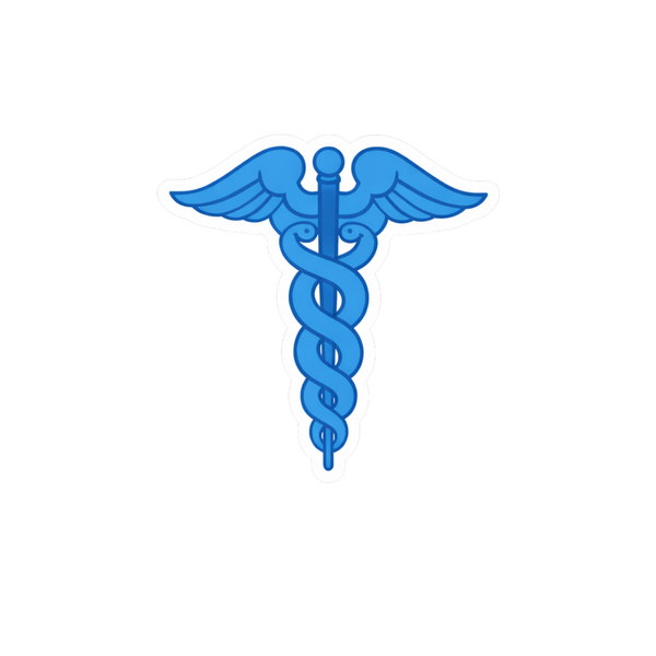 Blue Caduceus Medical Symbol Vinyl Sticker