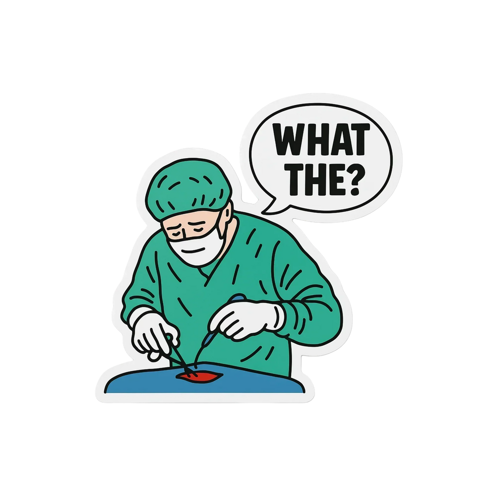 What The? - Confused Surgeon Sticker