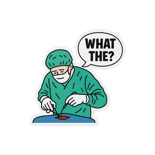 Confused surgeon medical humor sticker for doctors- Arterise