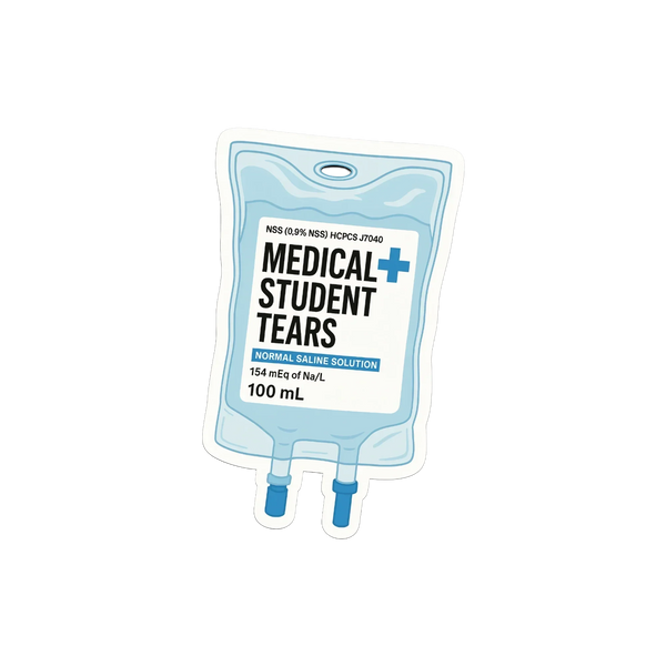 Medical student tears IV bag sticker - Arterise