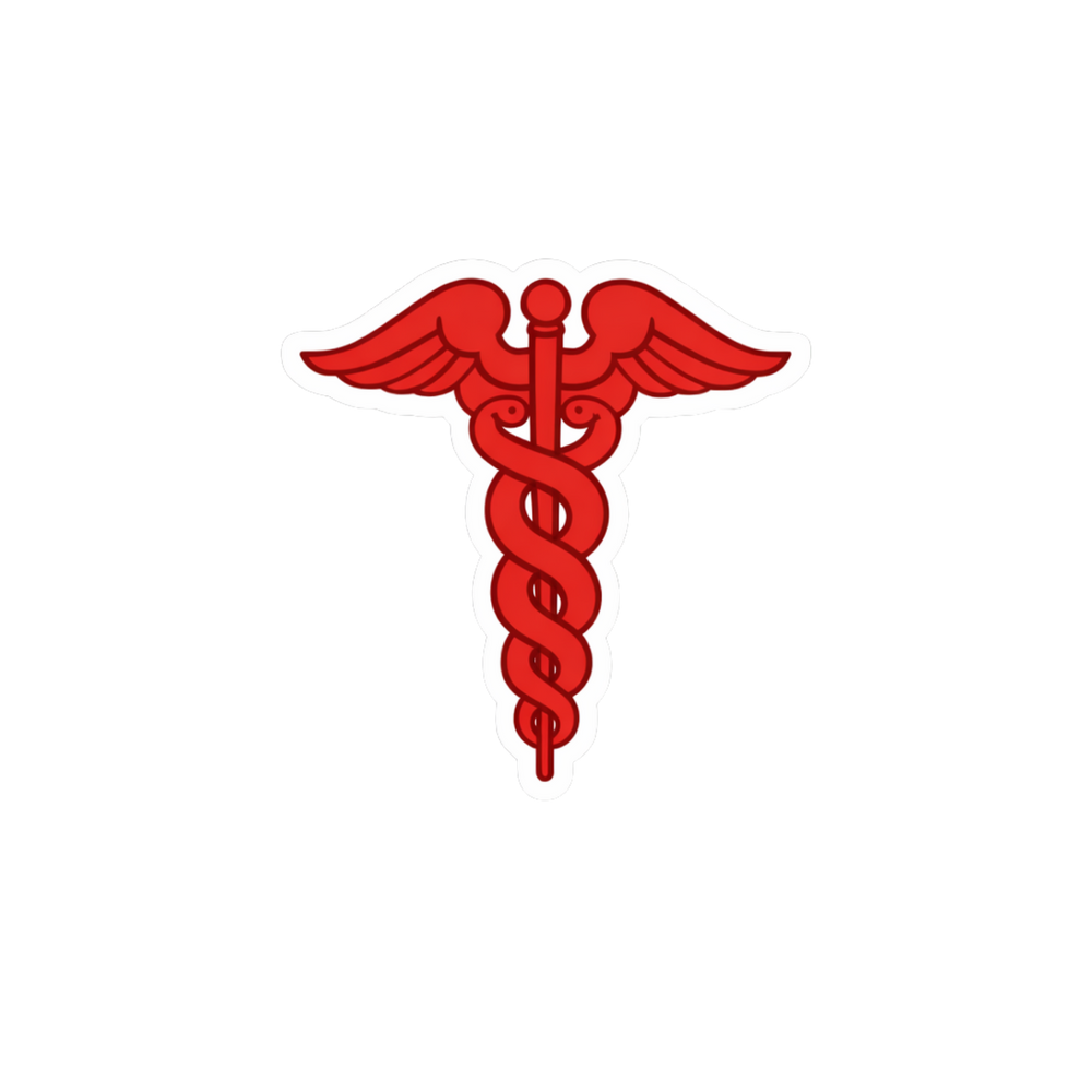 Red Caduceus Medical Symbol Vinyl Sticker