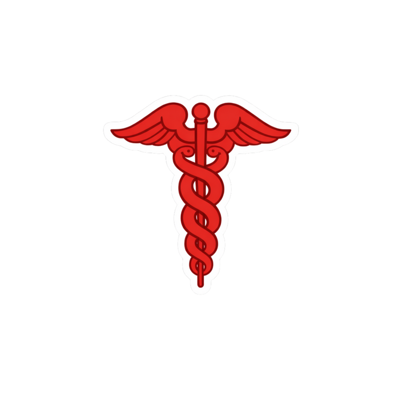 Red Caduceus Medical Symbol Vinyl Sticker
