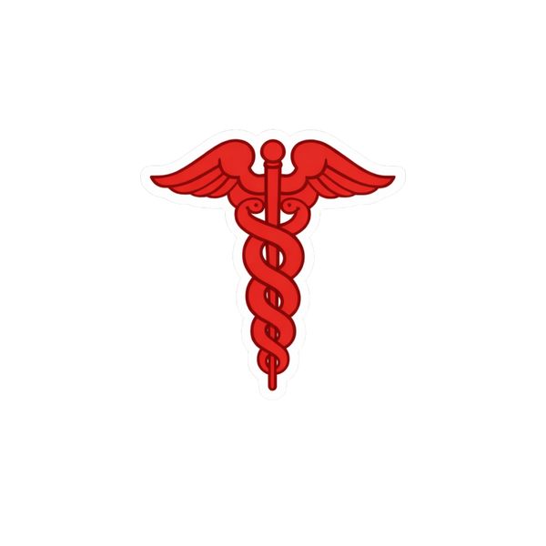 Red Caduceus Medical Symbol Vinyl Sticker