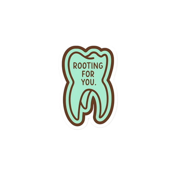Rooting for you dental pun sticker for dental students - Arterise