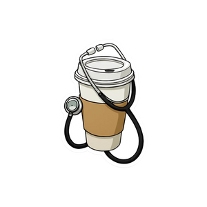 Stethoscope coffee cup sticker for doctors and med students - Arterise