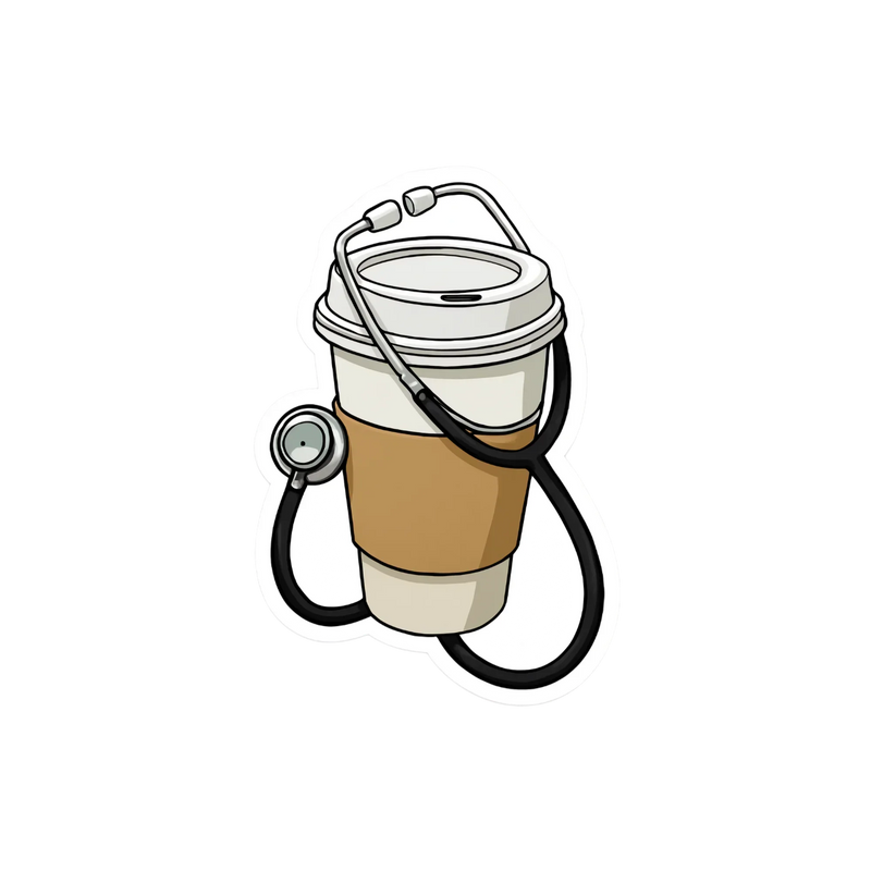 Stethoscope Coffee Cup - Doctor Coffee Sticker