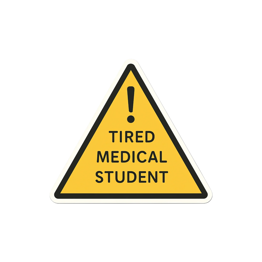 Tired Medical Student - Warning Sign Sticker