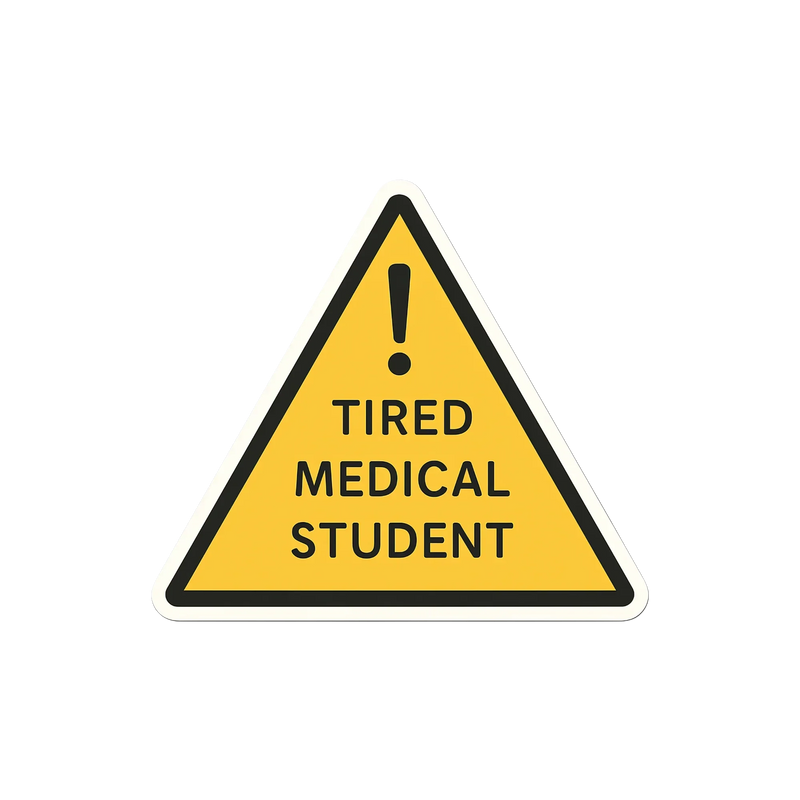 Tired Medical Student - Warning Sign Sticker