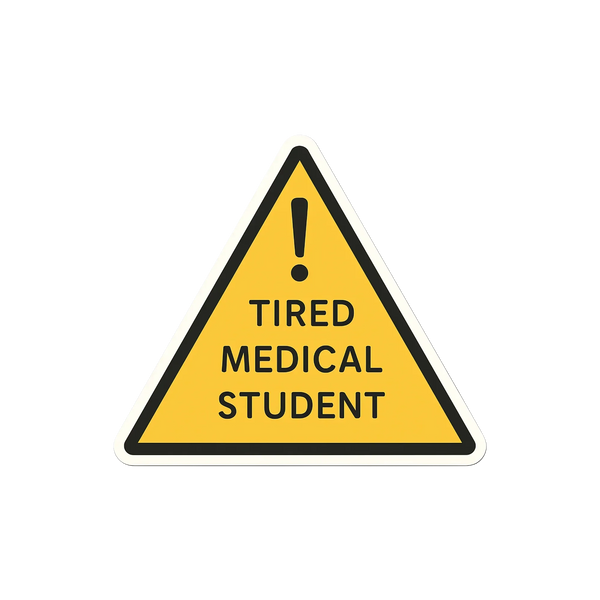 Tired Medical Student - Warning Sign Sticker