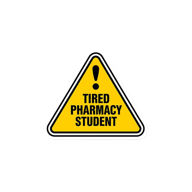 Tired Pharmacy Student - Warning Sign Sticker